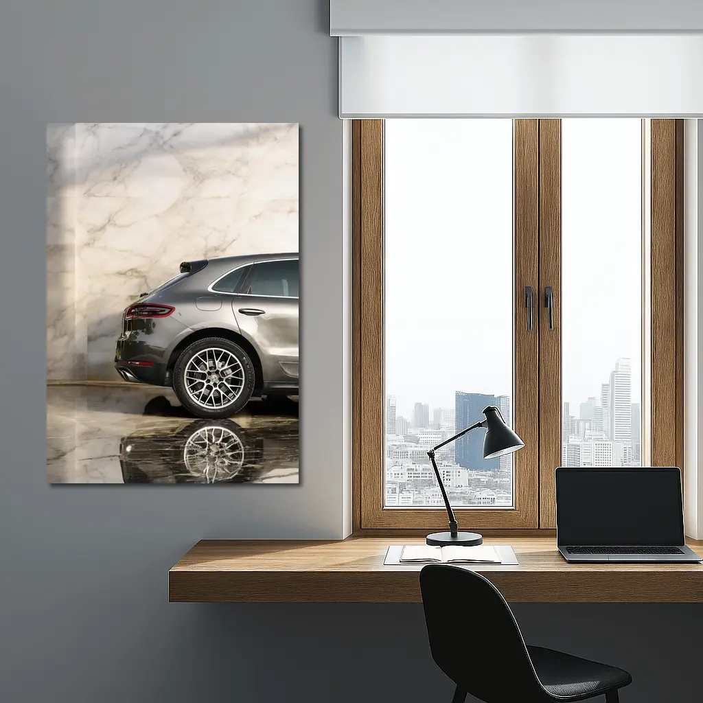 Porsche Macan Gray Marble Showroom Background – Wall Art
