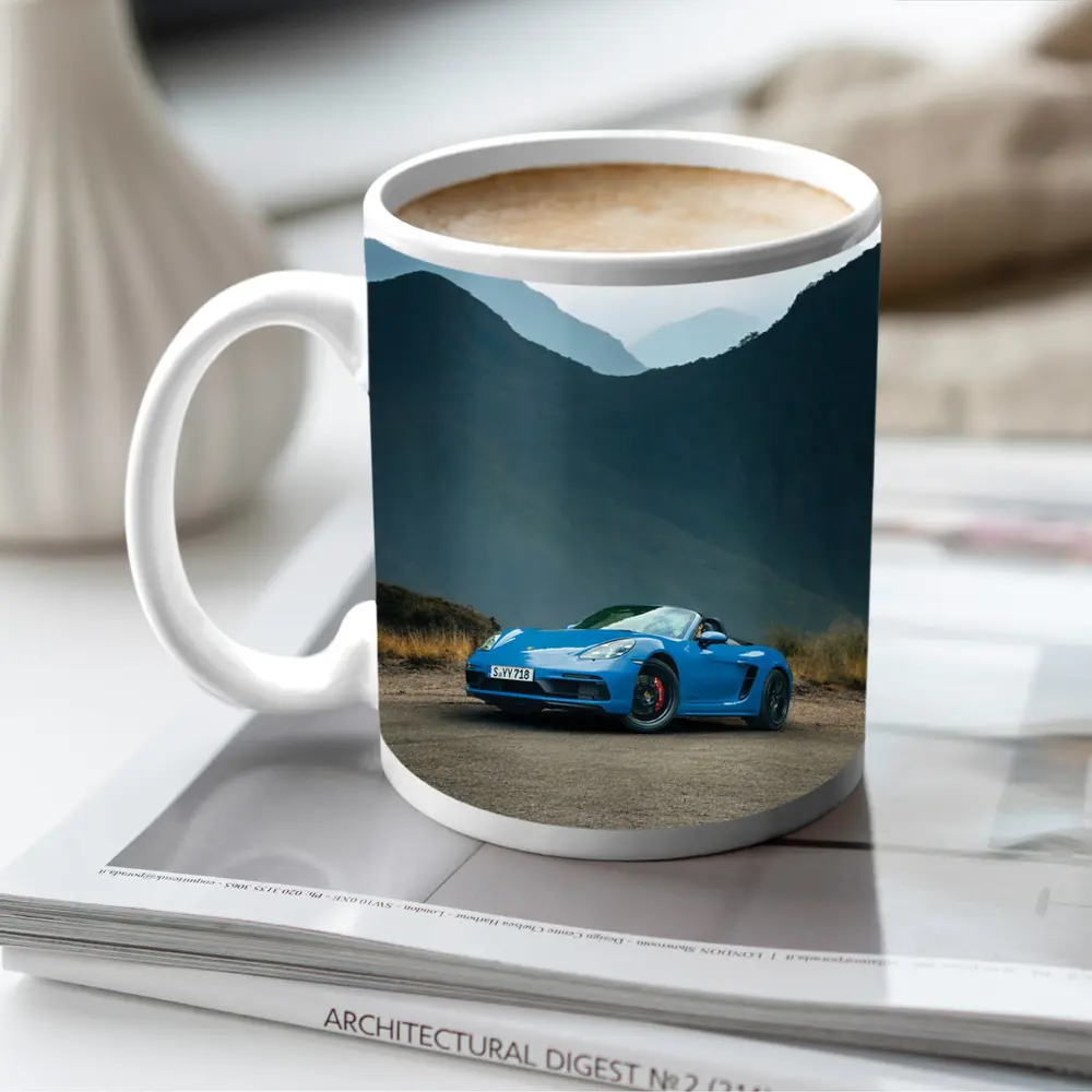 Porsche Boxster Blue Mountains Road Background – Mugs