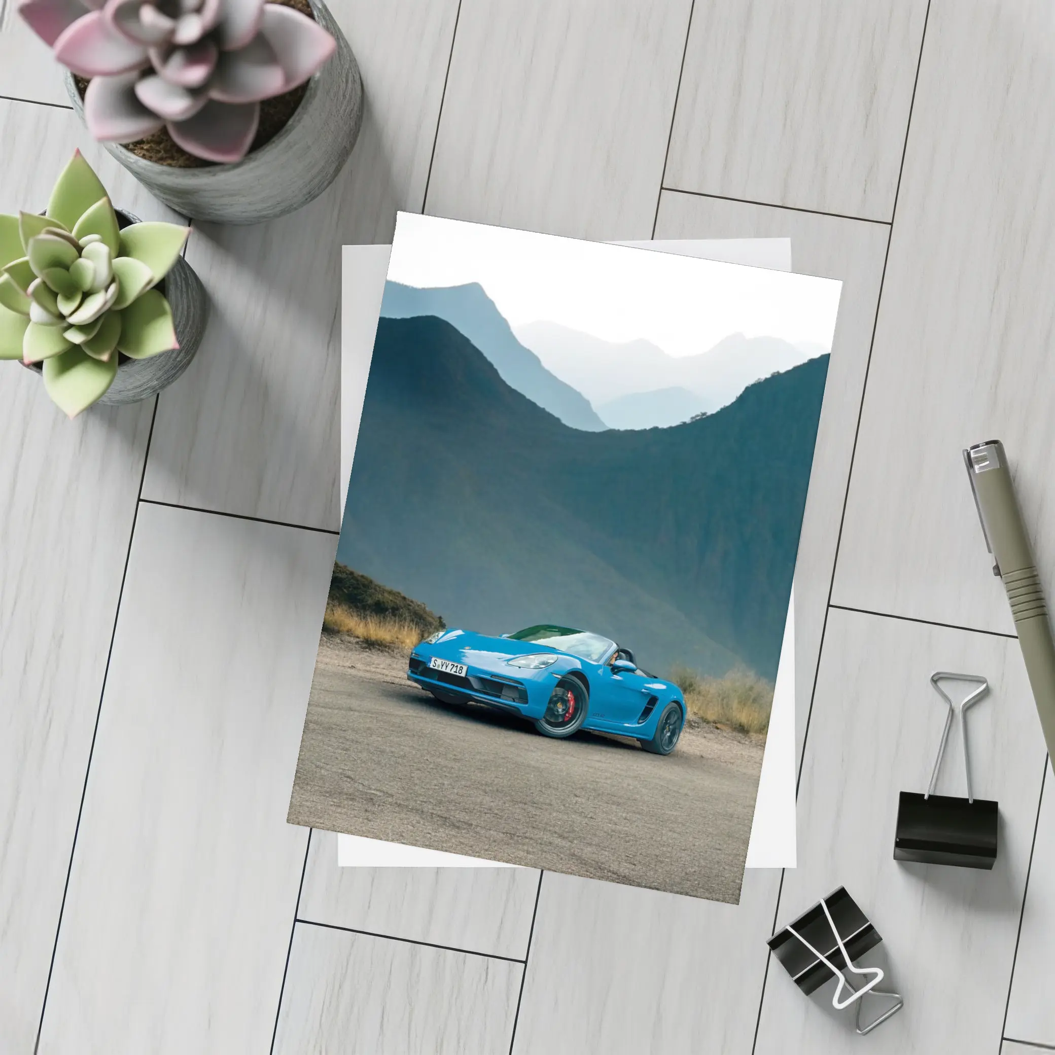 Porsche Boxster Blue Mountains Road Background – Postcards