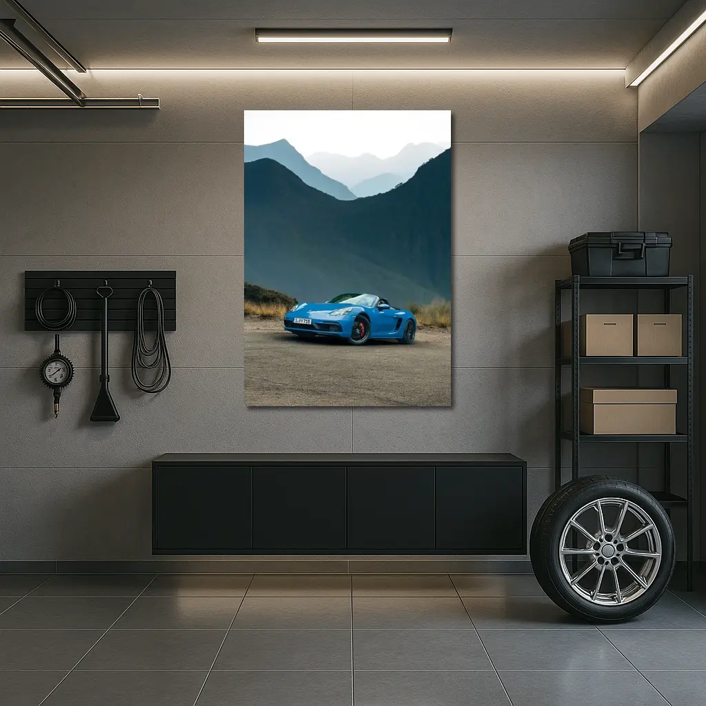 Porsche Boxster Blue Mountains Road Background – Wall Art