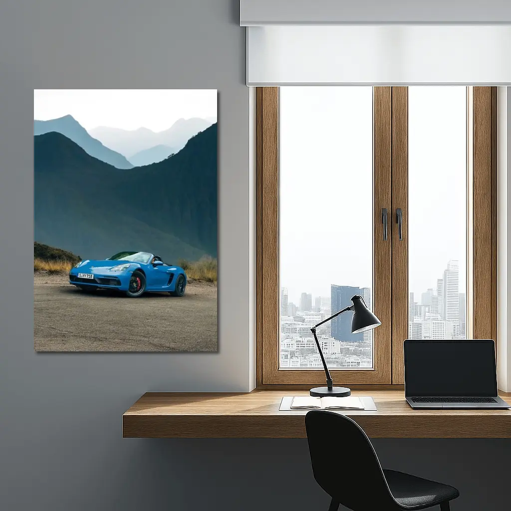 Porsche Boxster Blue Mountains Road Background – Wall Art