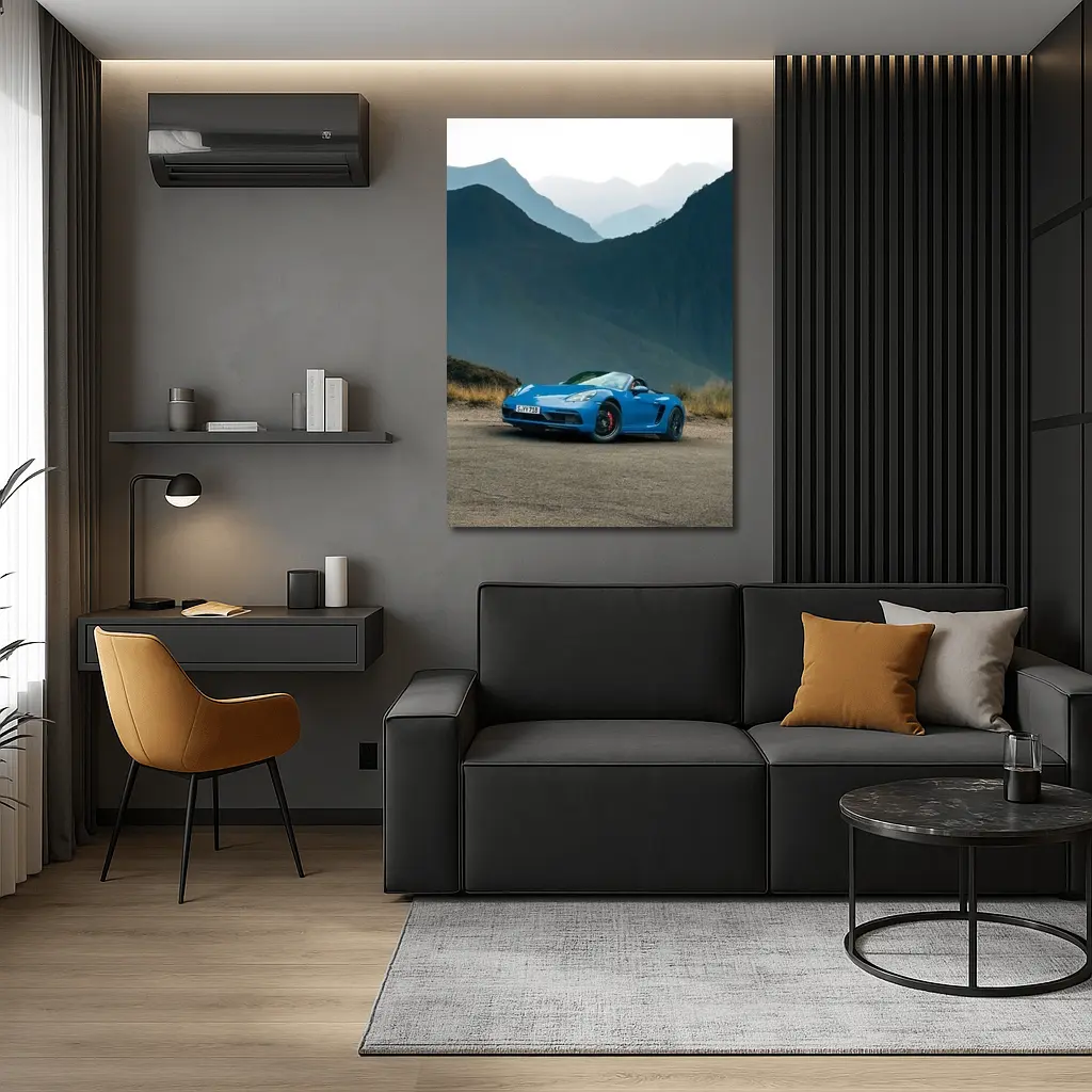 Porsche Boxster Blue Mountains Road Background – Wall Art
