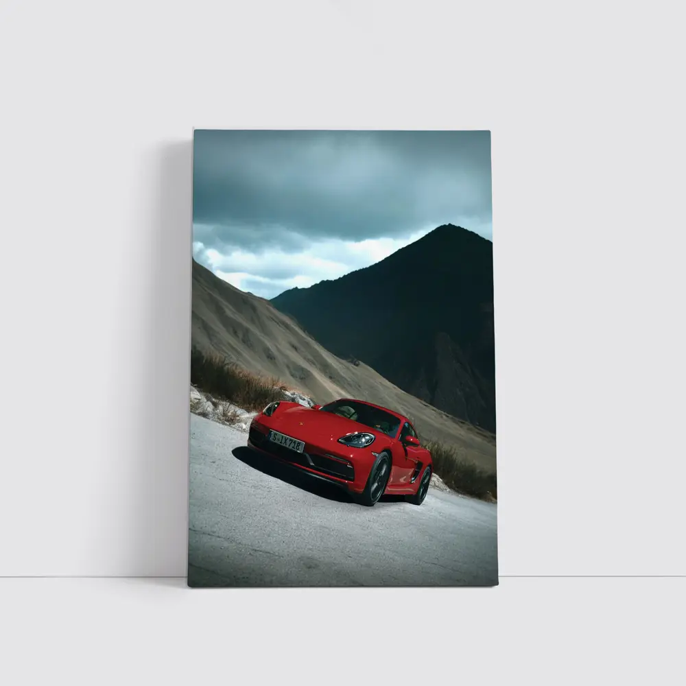 Red Porsche Cayman Mountain Road Drive – Wall Art