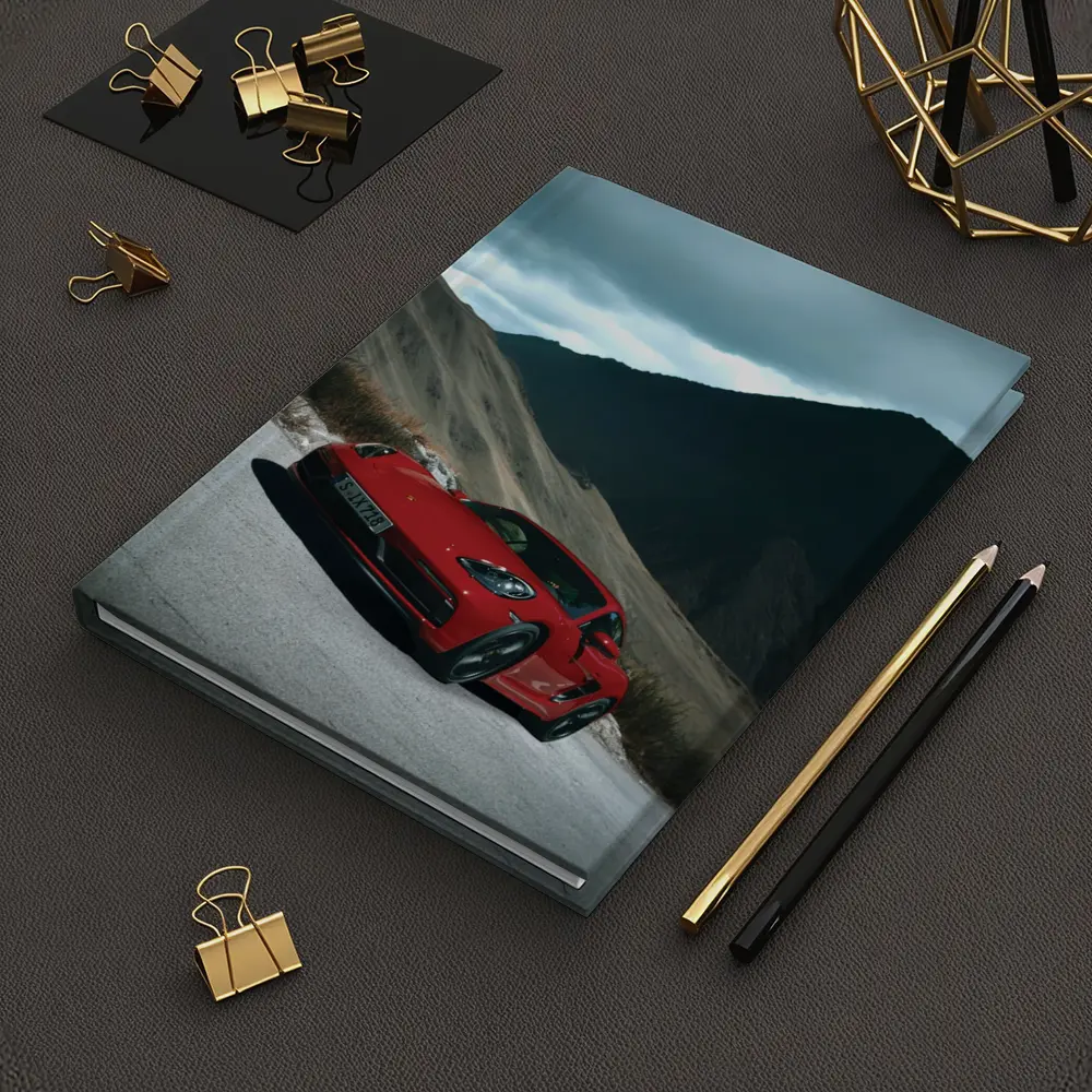 Red Porsche Cayman Mountain Road Drive – Notebooks