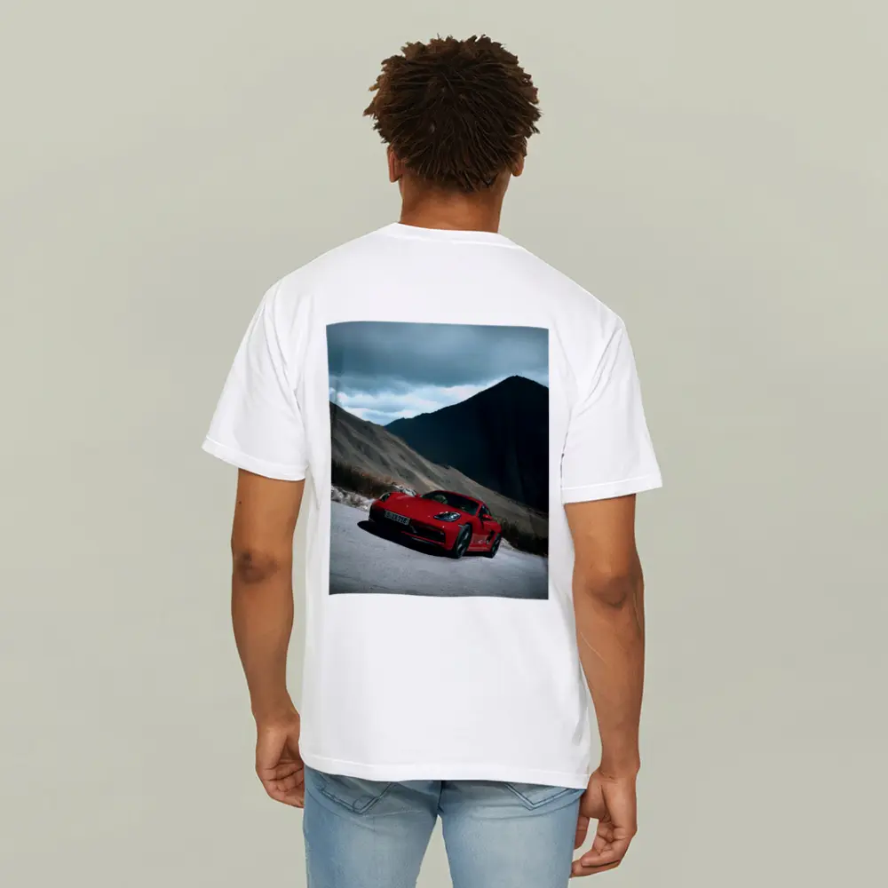 Red Porsche Cayman Mountain Road Drive – T-Shirts