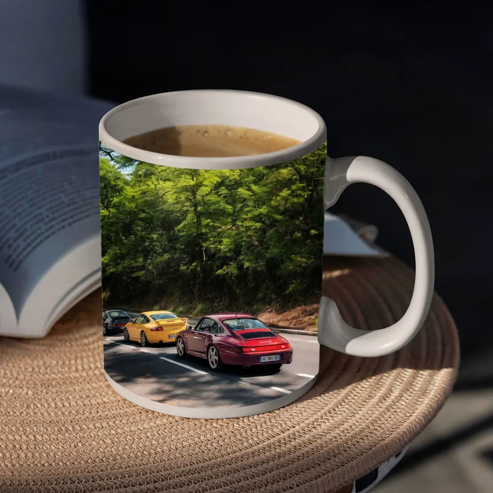 Porsche 911 Cars On Tree Lined Road – Mugs