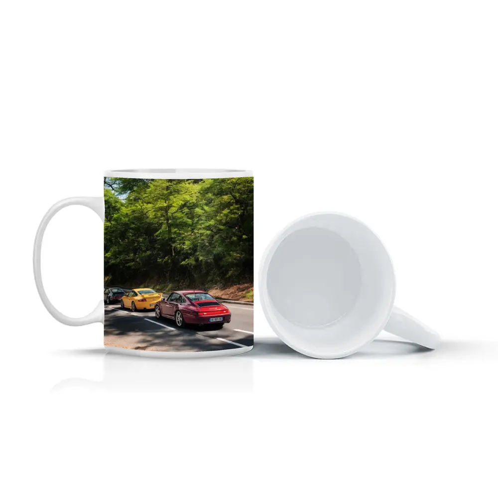 Porsche 911 Cars On Tree Lined Road – Mugs