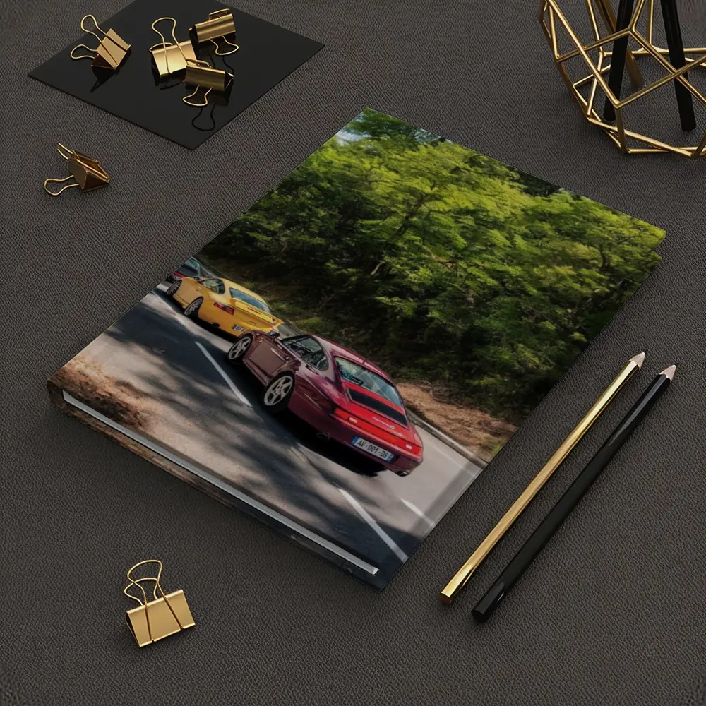 Porsche 911 Cars On Tree Lined Road – Notebooks