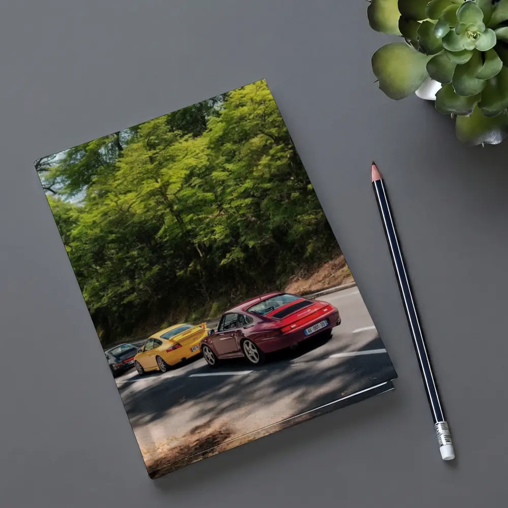Porsche 911 Cars On Tree Lined Road – Notebooks