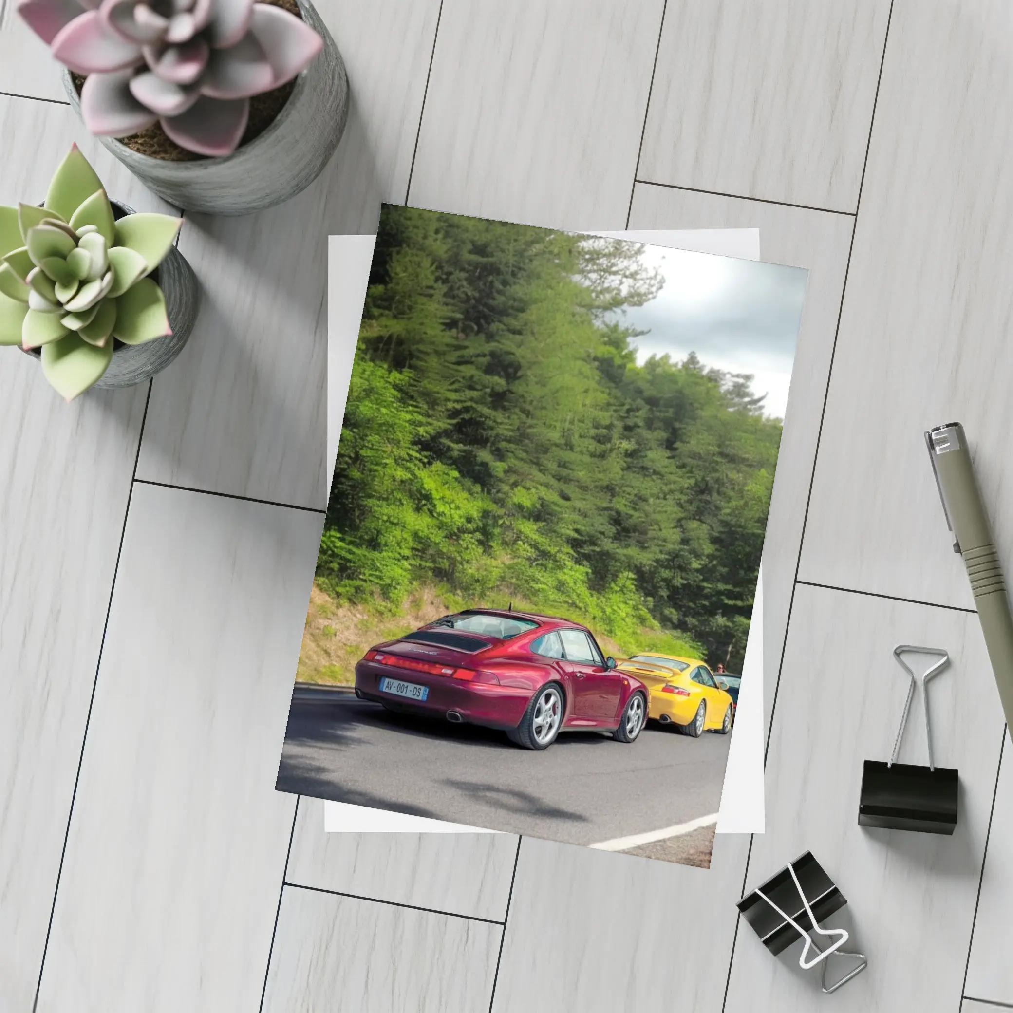 Porsche 911 Duo on Forest Road – Postcards