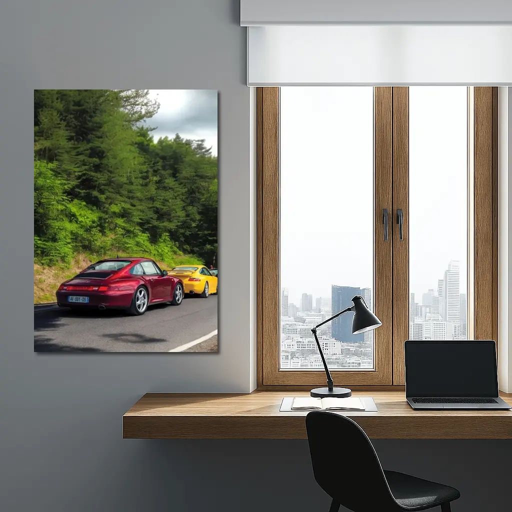Porsche 911 Duo on Forest Road – Wall Art