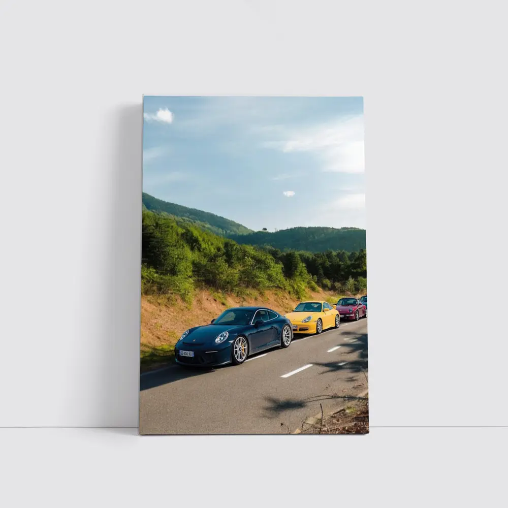 Porsche 911 Cars on Mountain Road – Wall Art