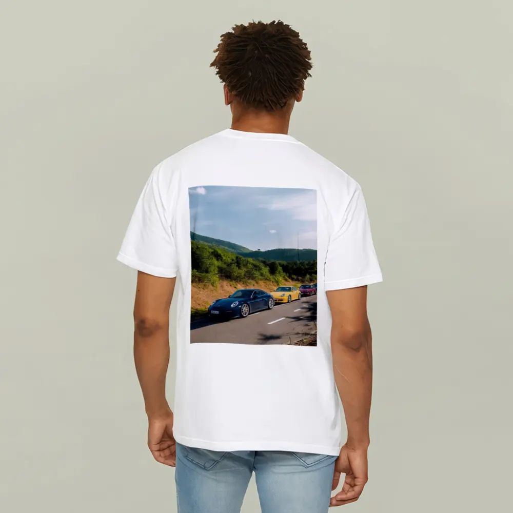 Porsche 911 Cars on Mountain Road – T-Shirts