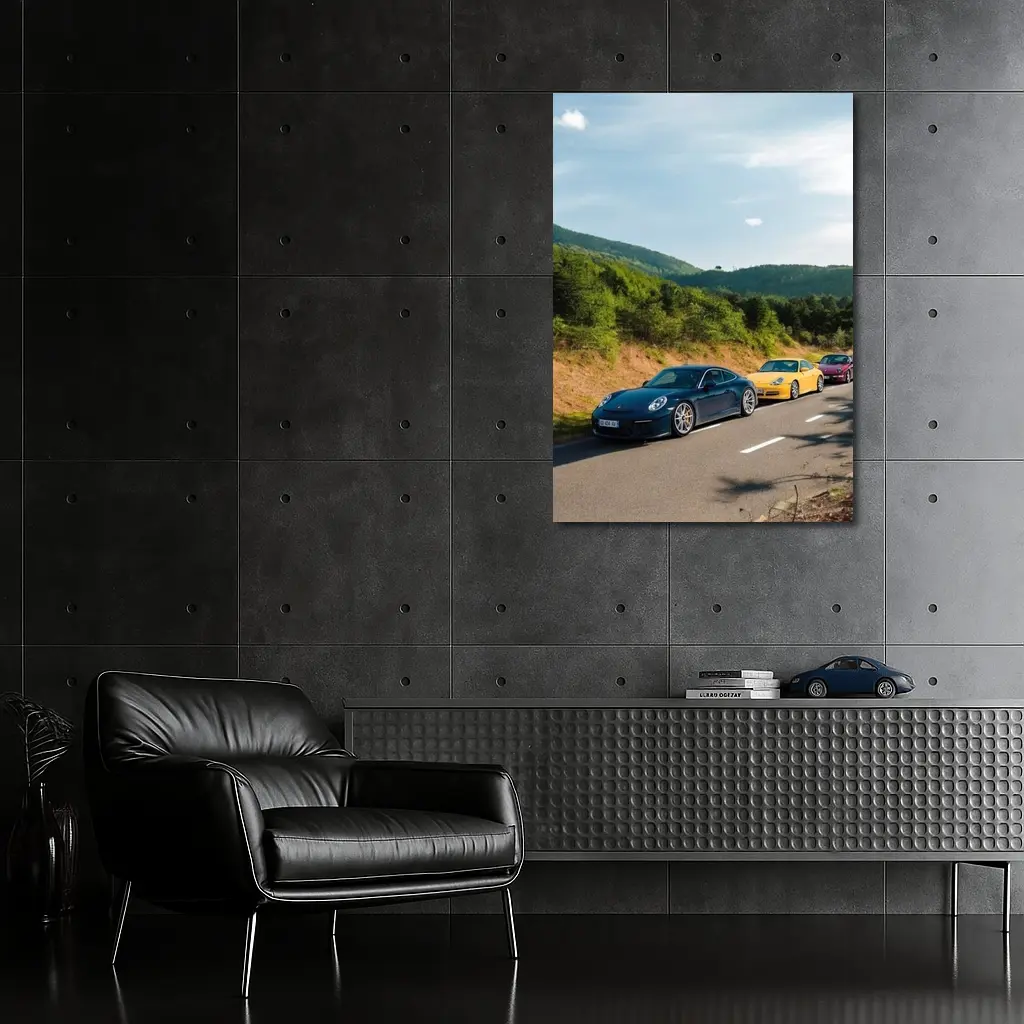Porsche 911 Cars on Mountain Road – Wall Art