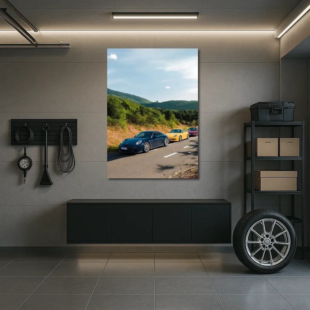 Porsche 911 Cars on Mountain Road – Wall Art