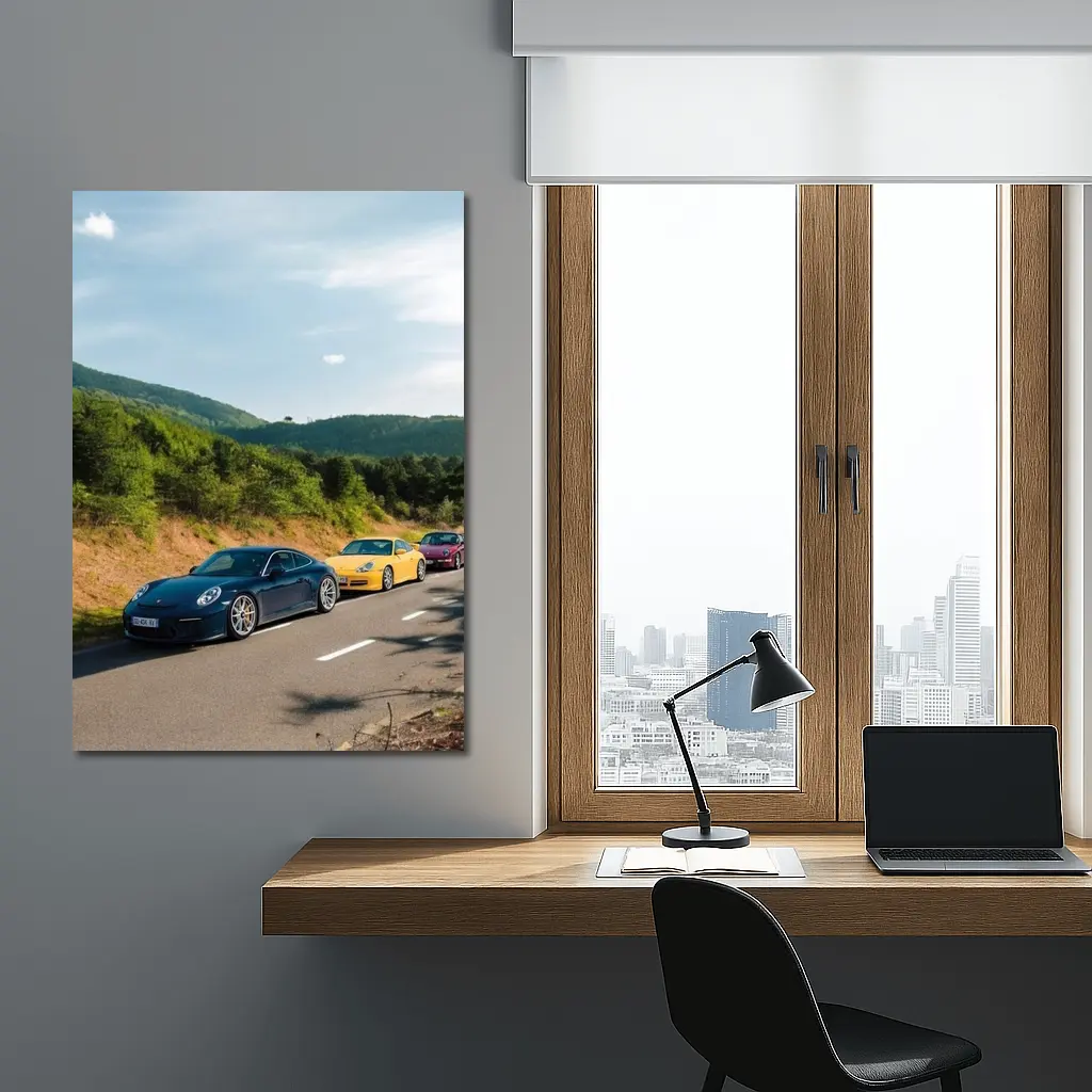 Porsche 911 Cars on Mountain Road – Wall Art