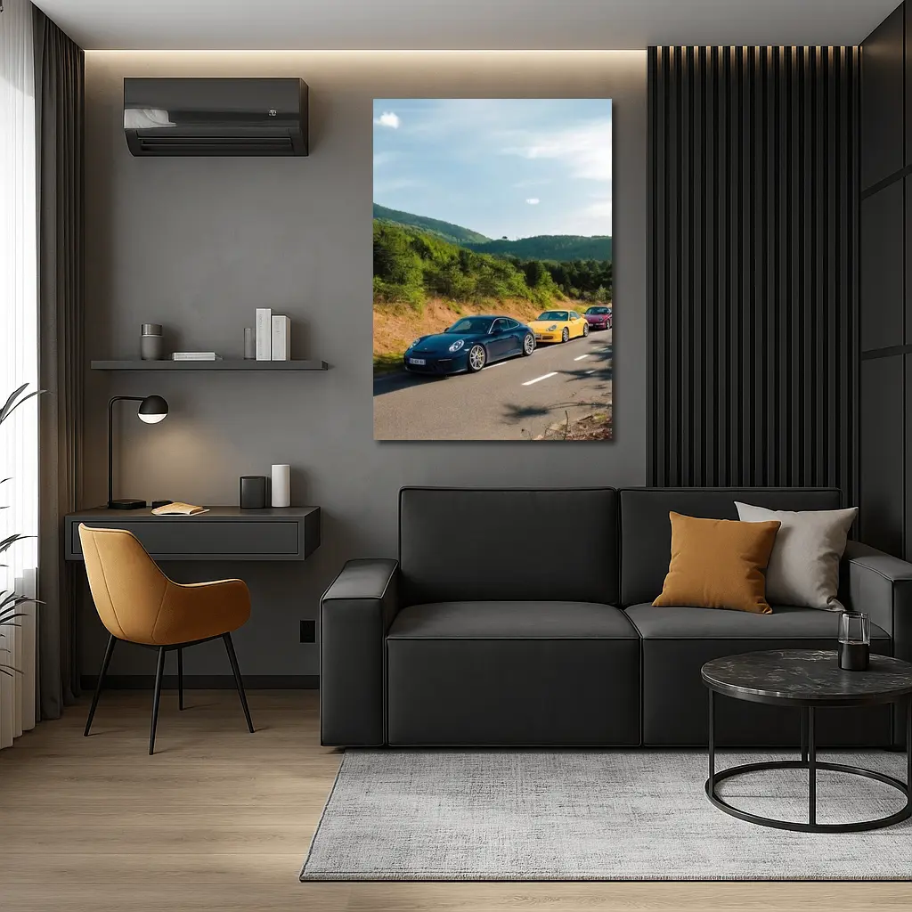 Porsche 911 Cars on Mountain Road – Wall Art