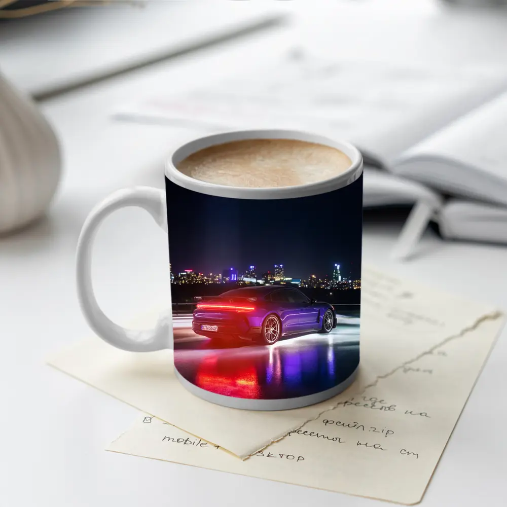 Porsche Taycan Purple Night City Lights – Mugs