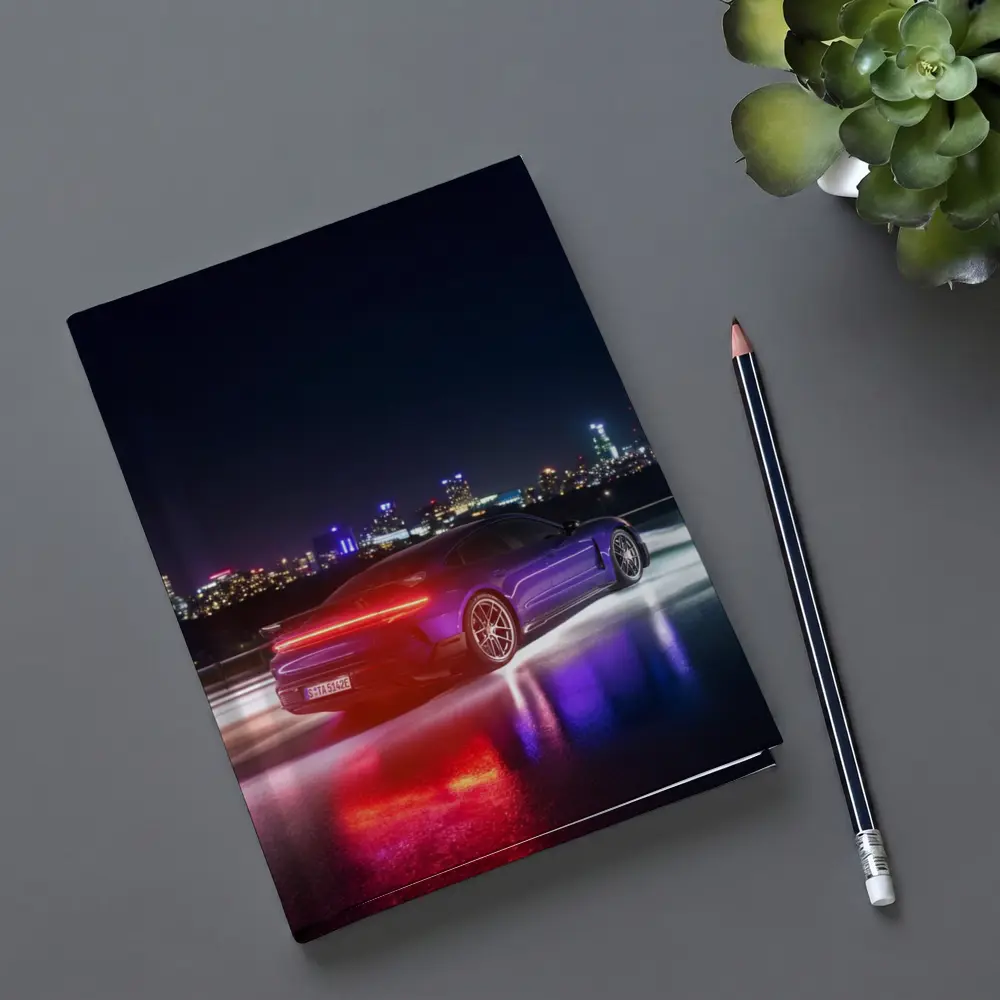 Porsche Taycan Purple Night City Lights – Notebooks