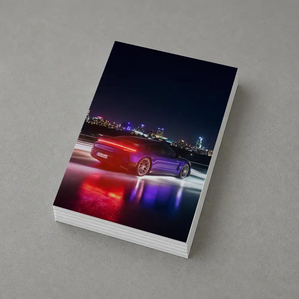 Porsche Taycan Purple Night City Lights – Postcards