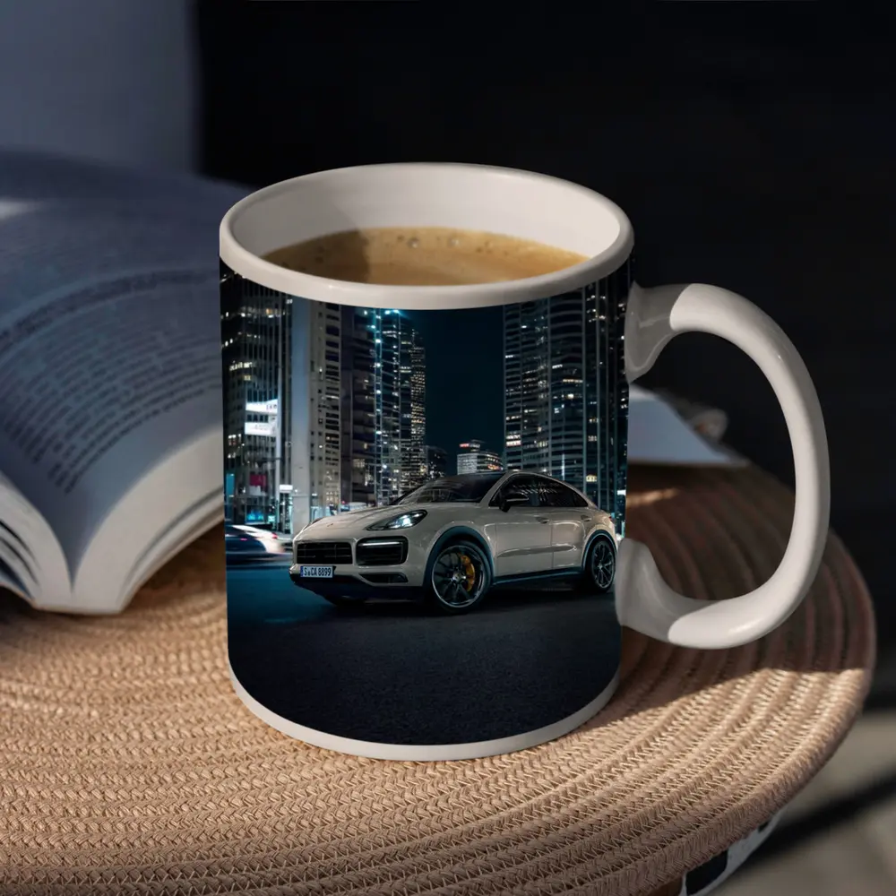 Porsche Cayenne City Night Skyline Shot – Mugs