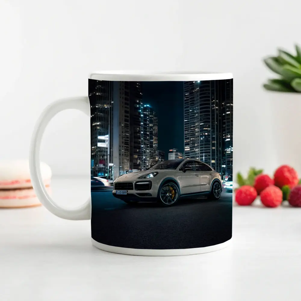Porsche Cayenne City Night Skyline Shot – Mugs