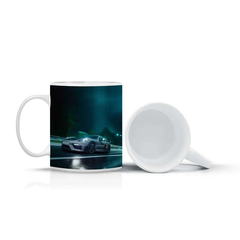 Porsche Cayman GT4 Speeding At Night – Mugs