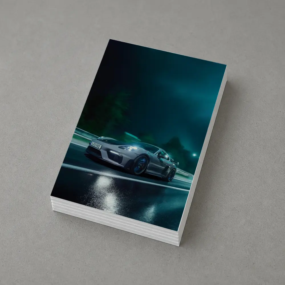 Porsche Cayman GT4 Speeding At Night – Postcards