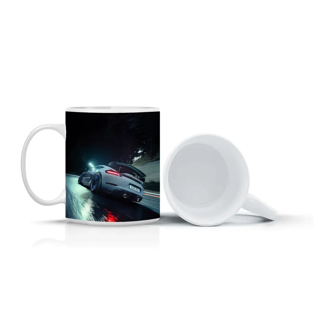 Porsche Cayman Night Wet Road Drive – Mugs