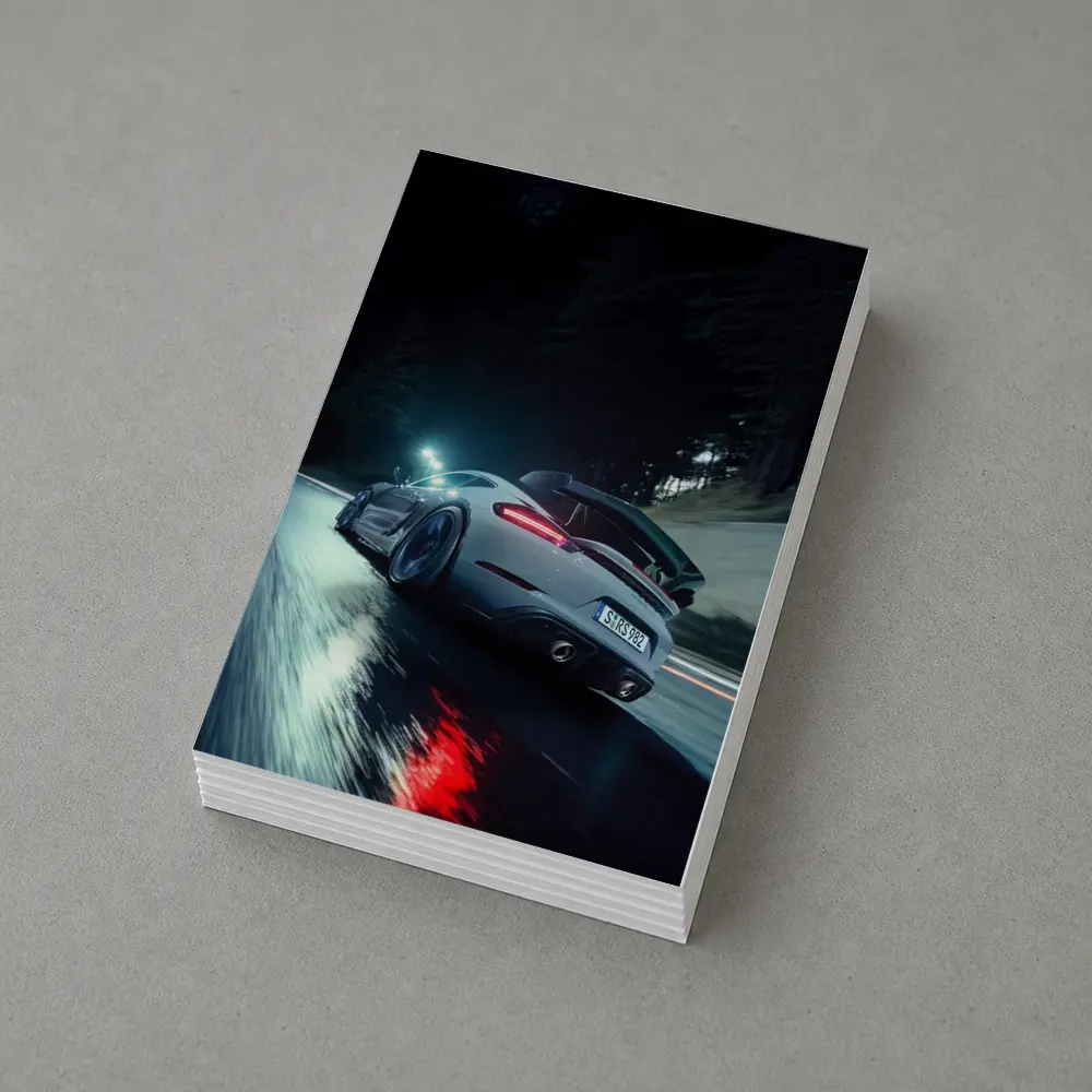Porsche Cayman Night Wet Road Drive – Postcards