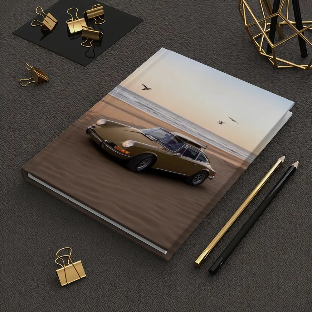 Porsche 911 Classic Olive Green Beach Sunset – Notebooks