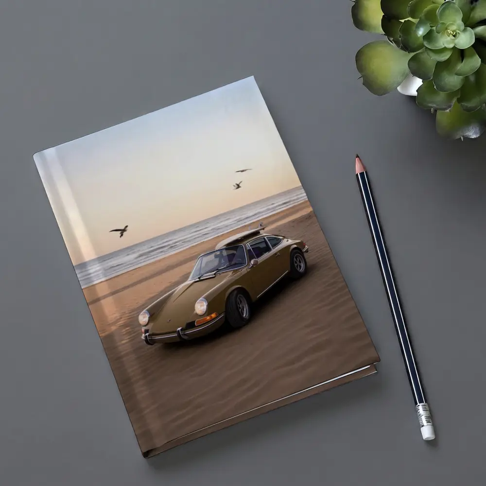 Porsche 911 Classic Olive Green Beach Sunset – Notebooks