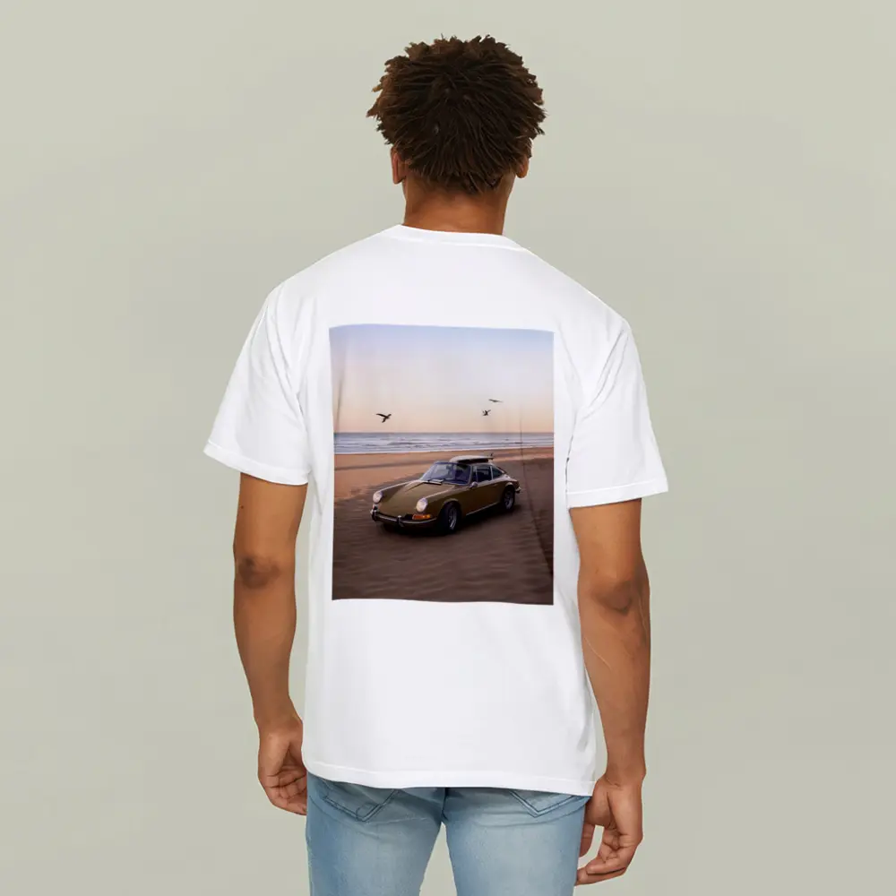 Porsche 911 Classic Olive Green Beach Sunset – T-Shirts