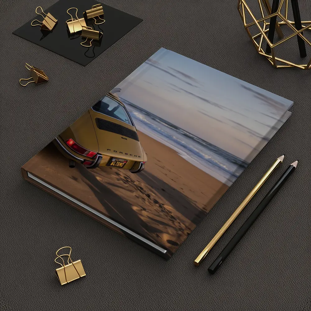 Vintage Porsche 911 Parked On Sandy Beach – Notebooks