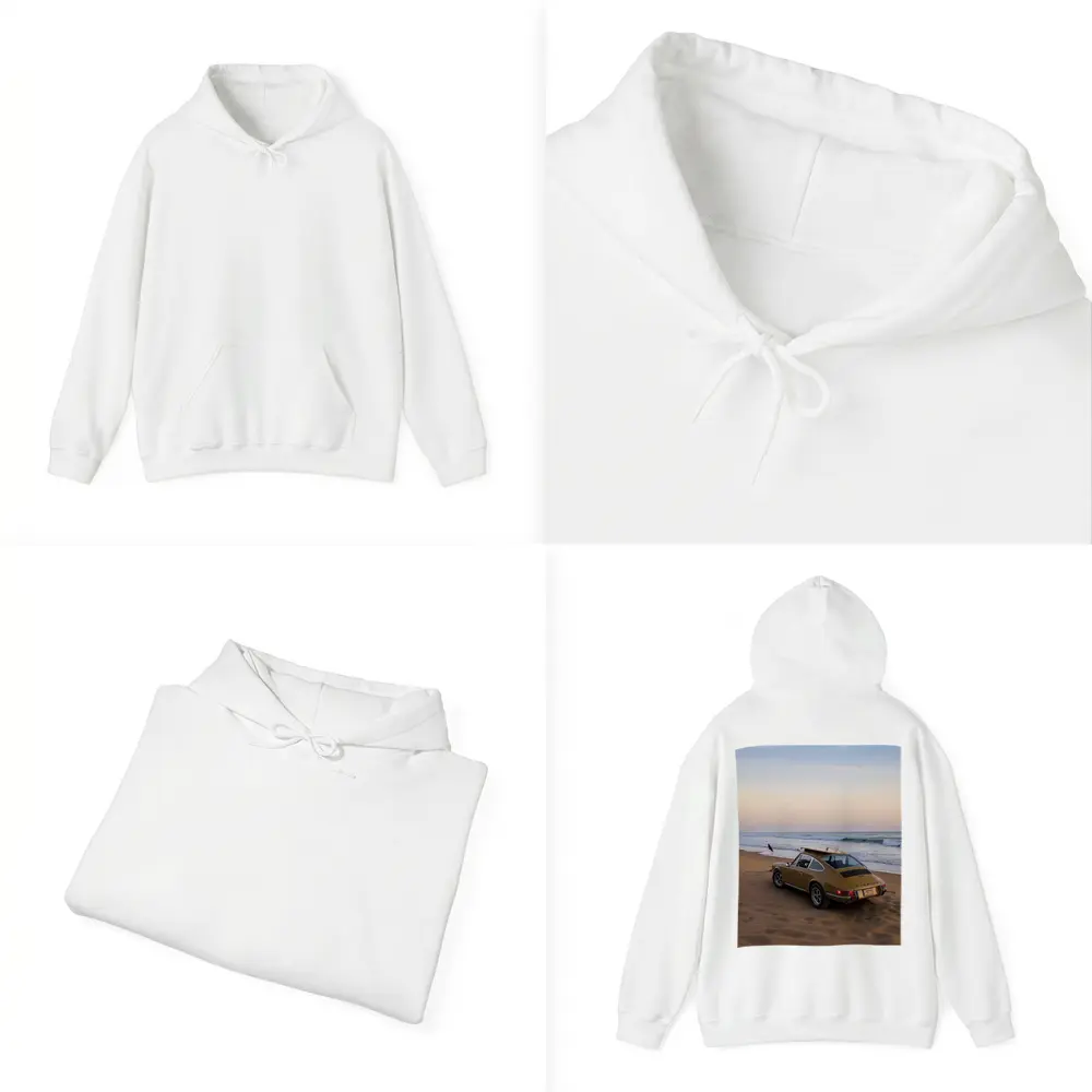 Porsche 911 Classic Gold Car Beach Sunset – Hoodies