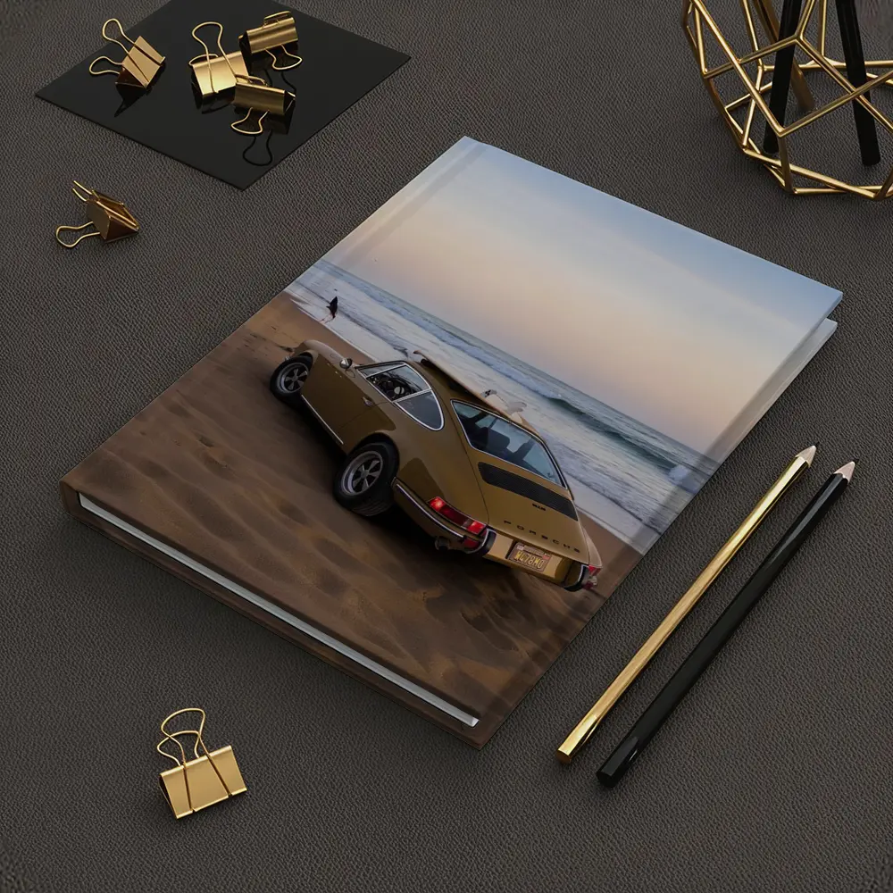 Porsche 911 Classic Gold Car Beach Sunset – Notebooks