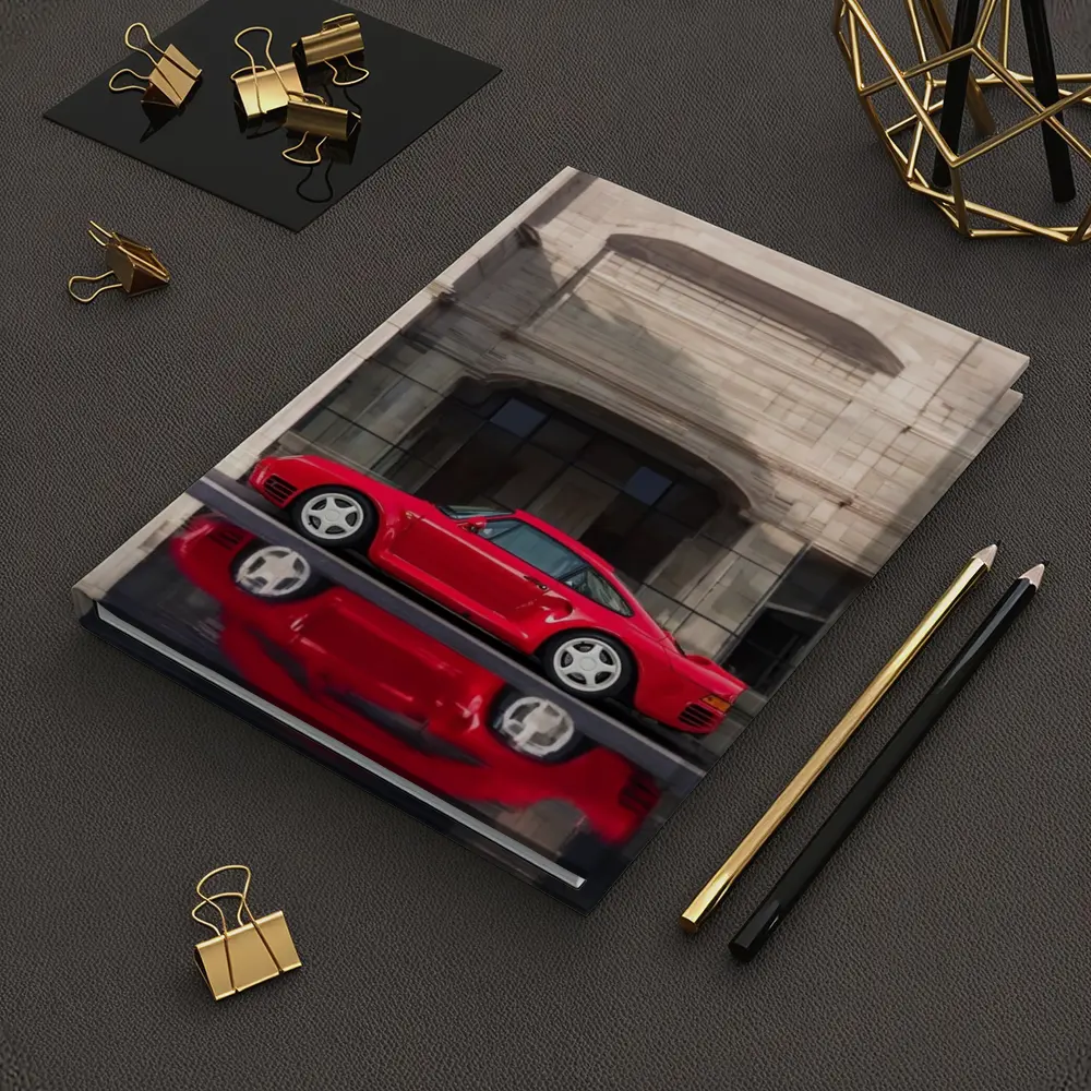Porsche 959 Red Classic Against Stone Building – Notebooks