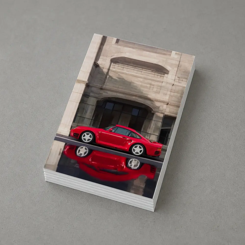 Porsche 959 Red Classic Against Stone Building – Postcards