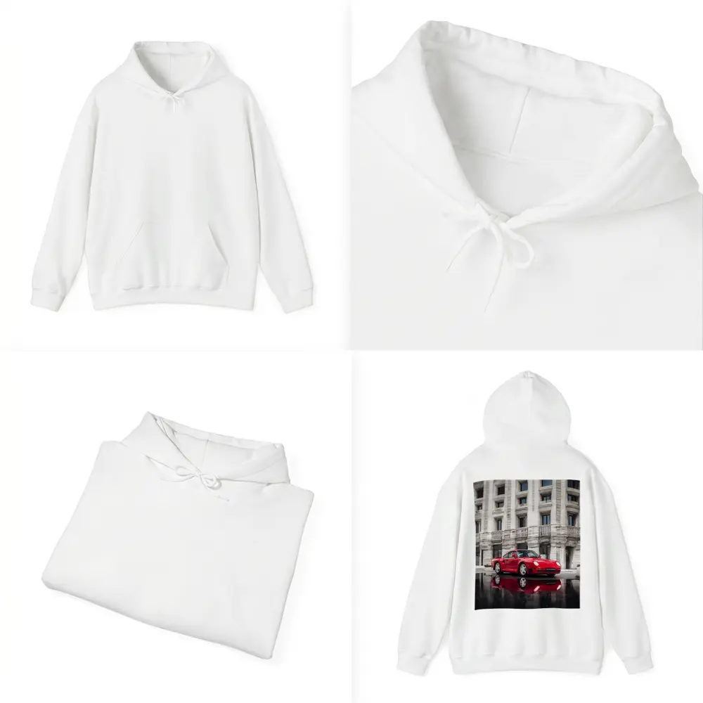 Red Porsche 959 Classic Supercar Urban Setting – Hoodies