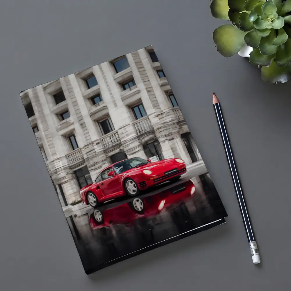 Red Porsche 959 Classic Supercar Urban Setting – Notebooks