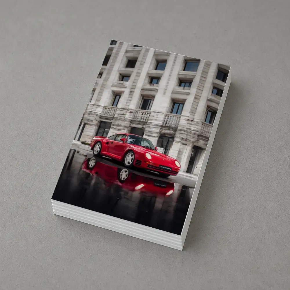Red Porsche 959 Classic Supercar Urban Setting – Postcards
