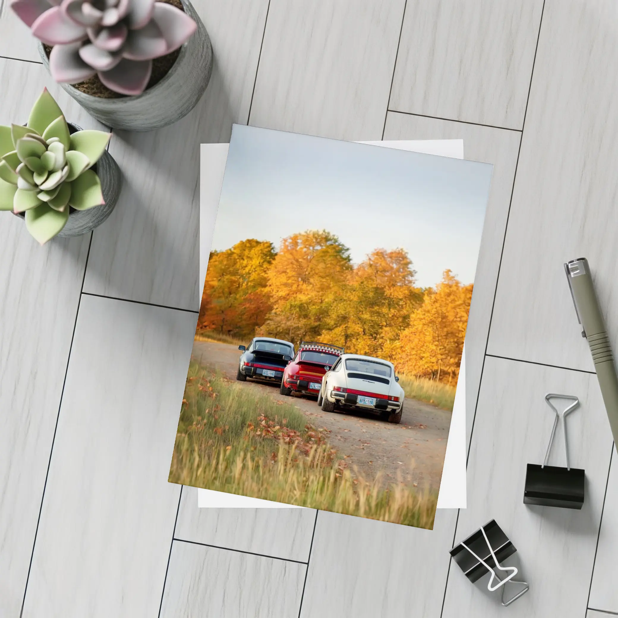 Porsche 911 Classic Cars Autumn Forest Road – Postcards
