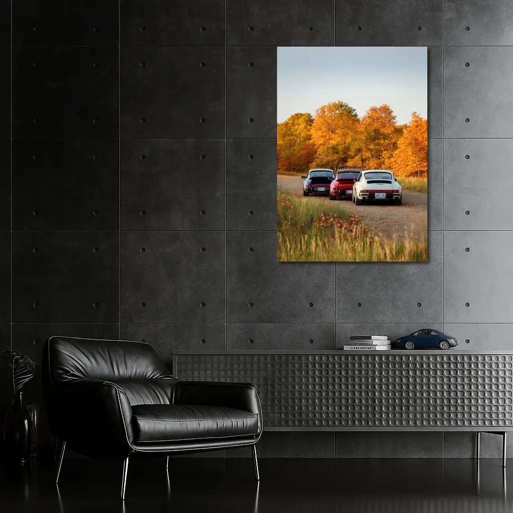 Porsche 911 Classic Cars Autumn Forest Road – Wall Art