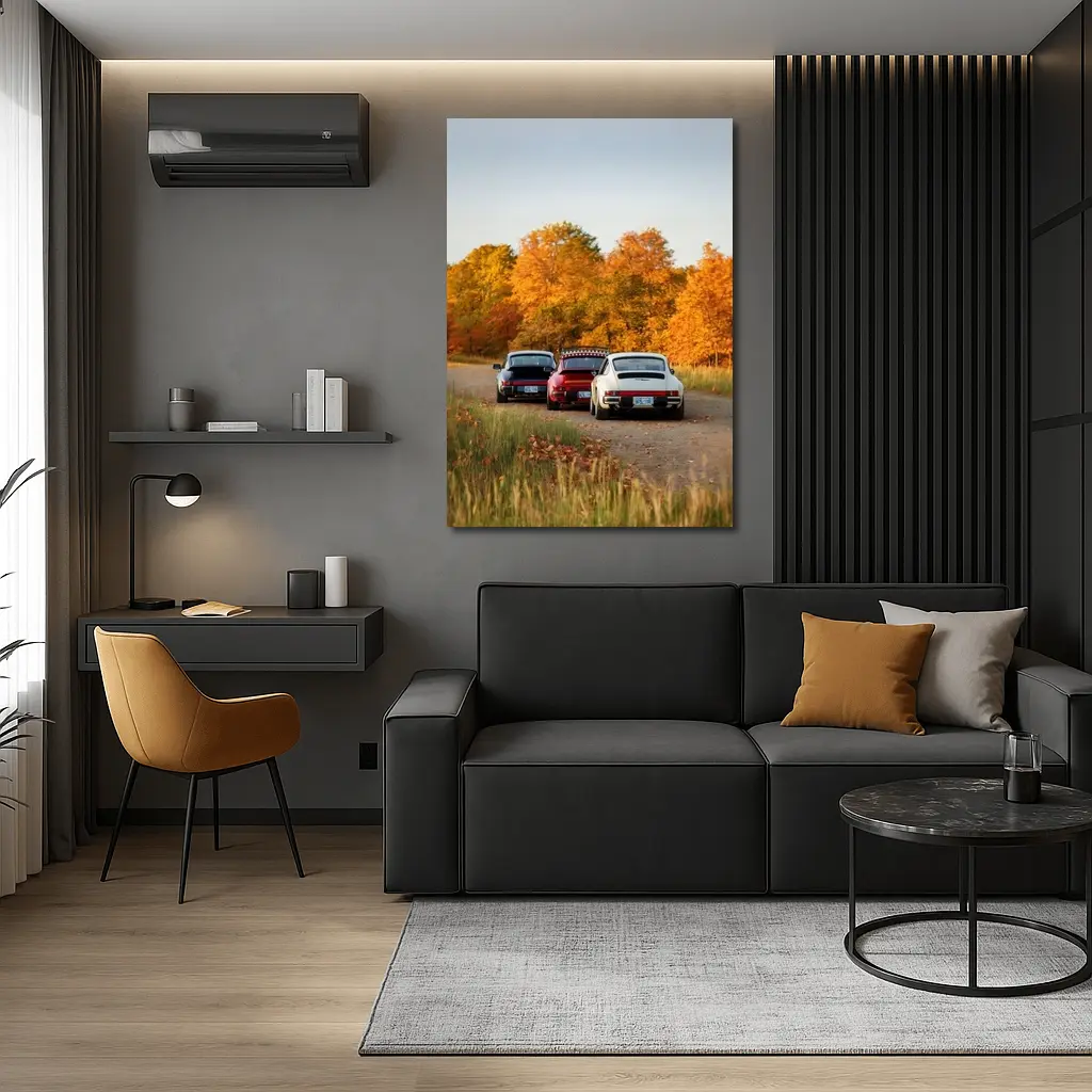 Porsche 911 Classic Cars Autumn Forest Road – Wall Art