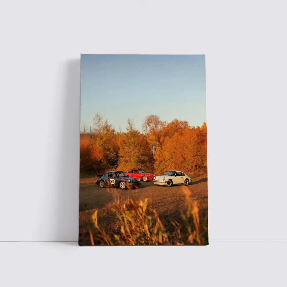 Three Classic Porsche 911 Cars Autumn Setting – Wall Art