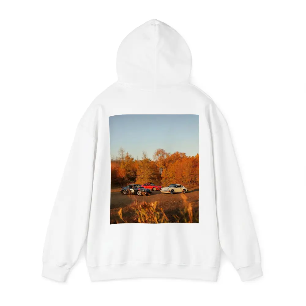 Three Classic Porsche 911 Cars Autumn Setting – Hoodies