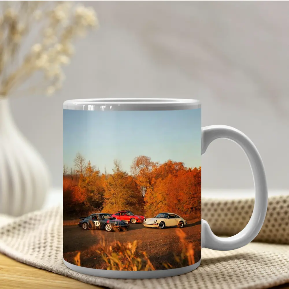 Three Classic Porsche 911 Cars Autumn Setting – Mugs
