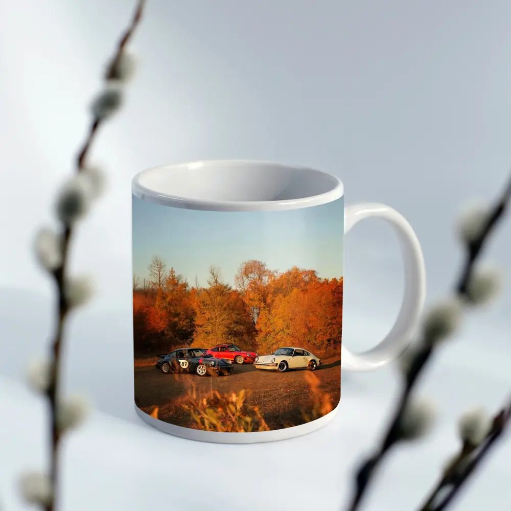 Three Classic Porsche 911 Cars Autumn Setting – Mugs