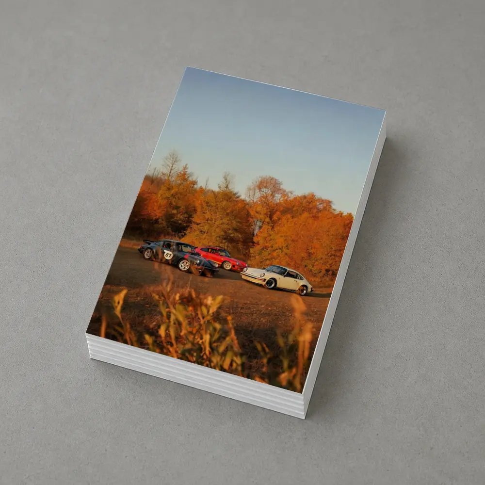 Three Classic Porsche 911 Cars Autumn Setting – Postcards