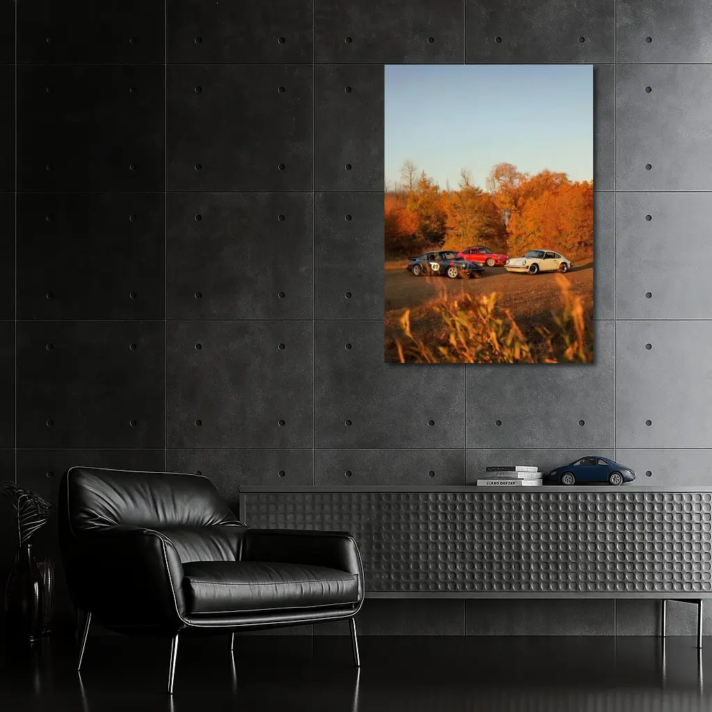 Three Classic Porsche 911 Cars Autumn Setting – Wall Art